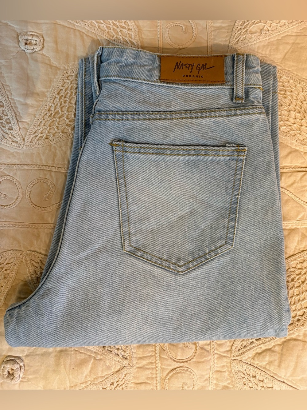Nasty Gal High Rise Light Blue Jeans - Classic Straight Fit Size 4 Short